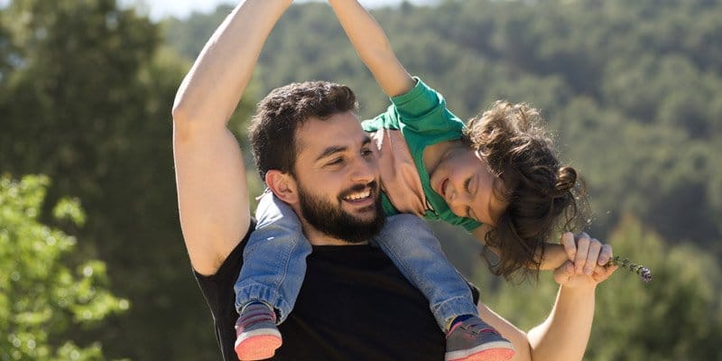 Father and daughter playing